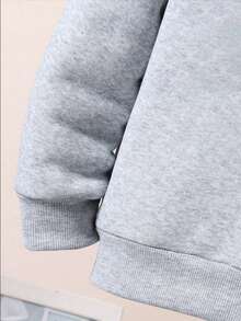 Girls' Cartoon Pattern Warm Hoodie And Sweatpants - Grey - View 3