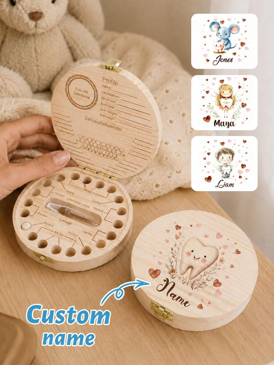 Caja de Diente de Hada Personalizada, Recuerdo de Perfil Lindo, Decoración de Habitación Personalizada, Regalo de Cumpleaños con Nombre Personalizado, Regalo de Halloween Personalizable, Regalo, Caja de Diente de Leche - Estilo A - Ver 1