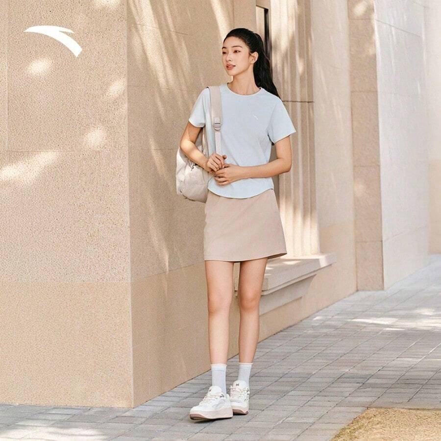 Anta Butterfly Back Ice Silk T-Shirt | UV Protection Sun Protection Short Sleeve T-Shirt Women Summer Moisture-Wicking Breathable Running Sports Top - Dream Blue-1 - View 1