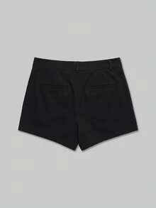 YROOE Women's All Season Casual Minimalist Retro Solid Color Low Waist Shorts Black - Black - View 2