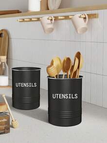 1PC Farmhouse Black Metal Kitchen Utensils Holder Countertop Cooking Tools Storage Bucket Organizer - View 3