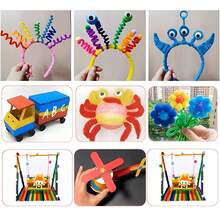 [131pcs Handmade Set]100pcs Solid Color Pipe Cleaners + 30pcs Googly Eyes + 1 DIY Tutorial Book, Soft Chenille Stems, Suitable For Handmade Flowers, Holiday Decorations, Home Desktop Decor, Seasonal Party And Holiday Gift DIY Craft Materials - Pipe Cleaner Set - View 12