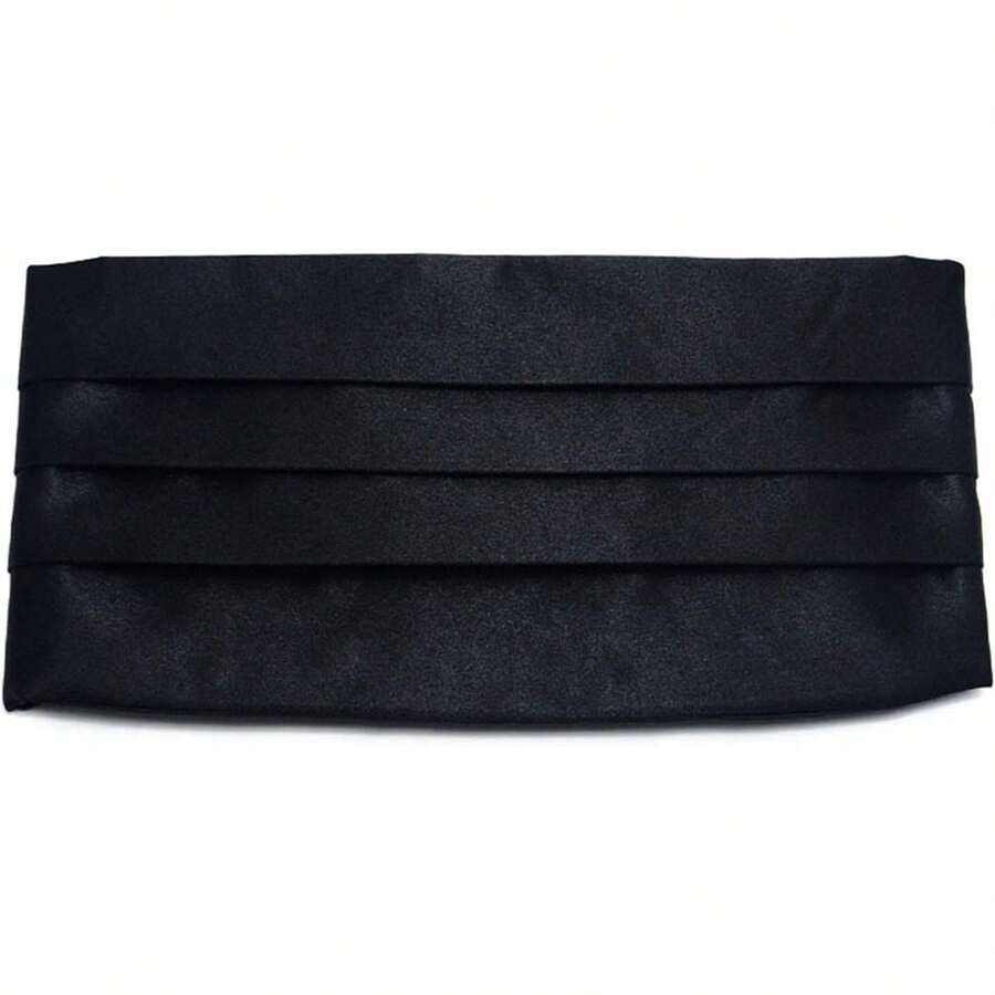 Solid Multi-Color Silk Cumberbund For Men - Black - View 1