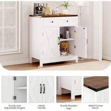 30" Coffee Bar Station, Kitchen Sideboard Buffet Cabinet With A Drawer And Adjustable Shelf, Modern Farmhouse Storage Cabinet For Kitchen, Living Room, Entryway, White - White - View 7