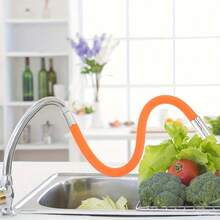 1pc Splash-Proof Faucet Extension Hose With 360° Swivel Elbow, Adjustable Length Flexible Water Pipe Extender For Bathroom Sink, Shower, Bathtub And Kitchen - Multicolor - View 10