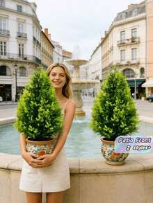 2/1pc Artificial Pine Tree Greenery, Realistic Trunk And Needles, Green, Suitable For Landscape Garden, Entrance, Backyard, Patio, Dining Table Decor, Easter, Christmas, Mother's Day, Bridal Shower And Various Occasions, No Pot Needed, All Season. Now Trending! - Multicolor - View 1