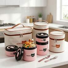 1pc/Set Portable 304 Stainless Steel Thermal Insulated Lunch Box With Handle, Leak Proof Fruit Salad Food Storage Container, Dishwasher & Microwave Allowable,Suitable For Student Adult Use In School, Office,Picnic, Travel, Back To School - Multicolor - View 2