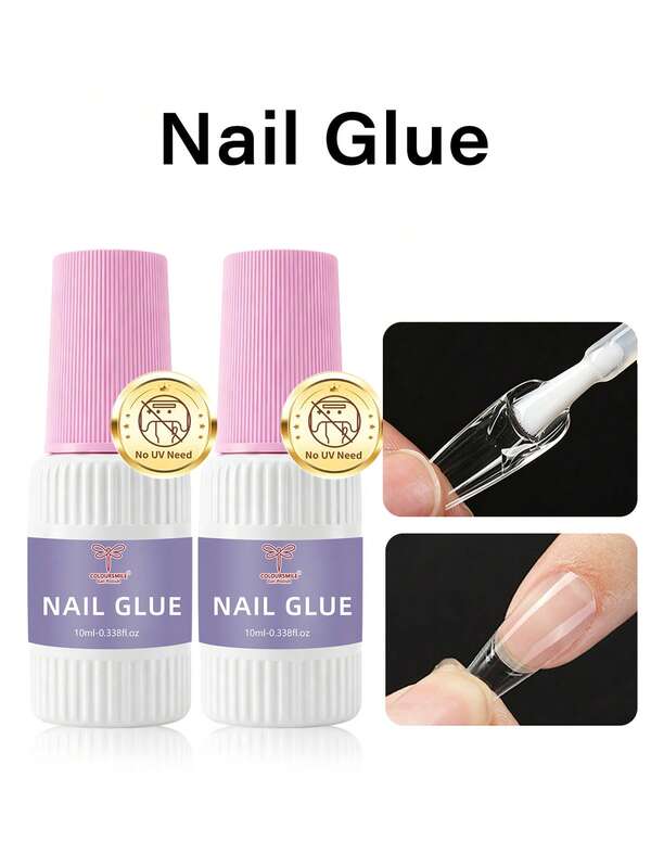 Lem Kuku Super Kuat COLOURSMILE, 1/2pcs/Set Botol 5ml/7ml/8ml/10ml/15ml, Perekat Kuku Cepat Kering, Tahan Air, Tahan Lama, Cocok untuk Kuku Palsu