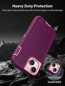 Anti-Drop Anti-Shock Anti-Wear Full Body Protection Phone Case, Durable And Sturdy, 3-In-1 Protective Case Compatible With Iphone, Galaxy And Other Phones - Wine Pink - View 7