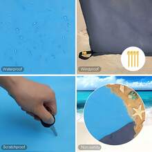 Portable Folding Beach Mat/Picnic Blanket/Outdoor Mat – Lightweight, Waterproof, Moisture-Proof And Sand-Proof, Suitable For Camping, Picnic, Travel And Beach, Includes Storage Bag - C - View 6