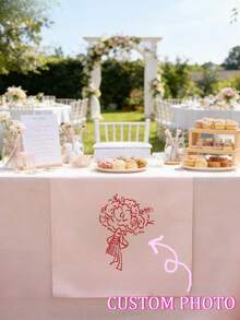 1pc Custom Tablecloth Decor - Personalized Your Logo/Text/Image Table Cover, Colorful Printing On Durable Polyester Material, Suitable For Weddings, Birthdays, Anniversaries, Exhibitions, And Festivals - Colorful - View 1