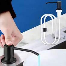 1pc Stainless Steel Built-In Kitchen Sink Soap Dispenser Countertop Pump, Liquid Dish Soap/Hand Cream/Detergent Dispenser, Home Kitchen Sink Cleaning Accessory - Stainless Steel Soap Dispenser - View 8