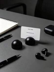 1pc/2pcs/5pcs Black Dome Business Card Holder, Minimalist Hemisphere Name Card Display Stand, Luxury Desktop Card Organizer For Office Desk, Conference, Meeting, Multipurpose Table Card Holder For Business Cards, Table Numbers & Thank You Notes - Black Semi-circle Business Card Holder - View 4