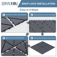 Interlocking Courtyard Deck Tiles Set | 12-Inch Weather-Resistant Plastic Outdoor Flooring | Suitable For Garden, Balcony, Poolside - Diagonal Six-stripes - View 5