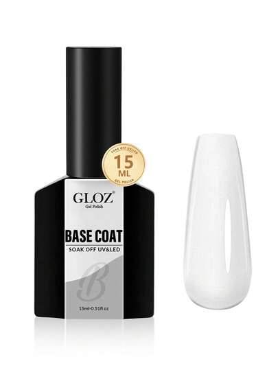 GLOZ 15ml Gel Base Coat For Gel Nail Polish, No-Wipe Clear Base Coat, Long-Lasting, Suitable For Home DIY UV Gel Manicure