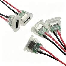 5/10 buah Kabel Ekstensi Tipe-C 2 Inti, Steker Pipih Transparan dengan Indikator LED, Struktur Kabel yang Diperkuat, Kabel Ekor Betina Tipe-C yang Dapat Disolder, Cocok untuk Modifikasi Kabel DIY - Clear - View 5