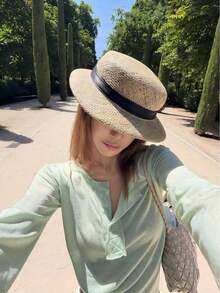 Women's Mint Green Long Sleeve Crew Neck Top, Slightly Elastic Fabric, Casual Regular Fit Henley Neck T-Shirt, Suitable For Spring Wear, Fashionable Tennis Style - Mint Green - View 9