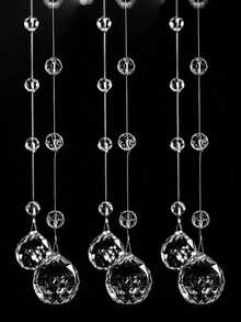 30cm Crystal Bead String Transparent Bead Garland Hanging Decor Valentine's Day Birthday Wedding Arch Decoration Curtain Accessory - White - View 3