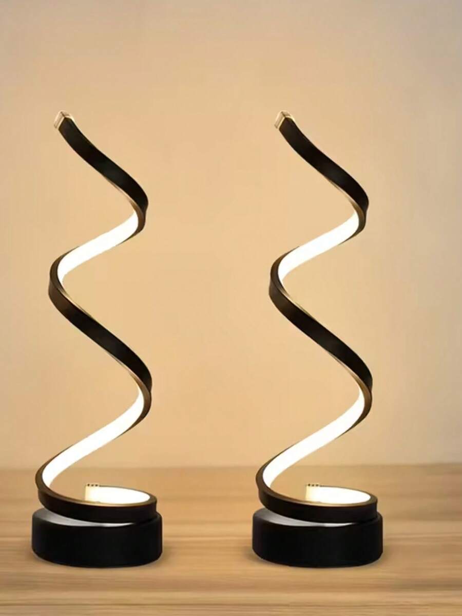 1pc USB Cable Tri-Color Adjustable Indoor Atmosphere Light, Spiral (Expandable), Plug-In Table Lamp Suitable For Children At Home, Study, Office, Living Room, Bedroom, Office, Bedside Table And Other Places