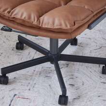 Home Office Desk Chair, Ergonomic Leather Computer Chair With Wheels And Oak Armrests, Height-Adjustable Swivel Executive Chair WL - 棕色真皮 - 查看 11
