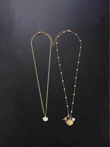 2款海洋珍珠鍊骨鍊海星貝殼吊墜多層疊戴項鍊飾品 - 貝殼海星 - 查看 4