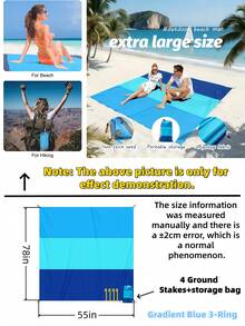 Portable Folding Beach Mat/Picnic Blanket/Outdoor Mat – Lightweight, Waterproof, Moisture-Proof And Sand-Proof, Suitable For Camping, Picnic, Travel And Beach, Includes Storage Bag - C - View 15