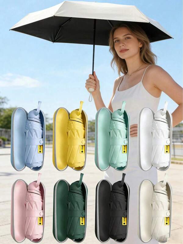 1pc Capsule Folding Umbrella, High-Quality Waterproof, Sunshade, Anti-UV, Foldable Umbrella,Compact Portable Outdoor Travel Festival, Back To School Supplies Valentine DAY, Valentines Wedding, Birthday, Umbrella,Mini Travel Umbrella