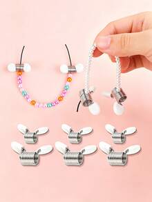 Bead Stopper Spring Clamp, Jewelry Making Bead Stopper, Spring Bead Clamp With White Handle, Creative Wire End Bead Clamp, Jewelry Making Tool To Prevent Beads From Falling, Suitable For Handmade Bracelets And Necklaces - Multiple Styles - View 8