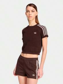 Adidas 三葉草 女子修身運動休閒短袖T卹 - 咖啡棕 - 查看 1