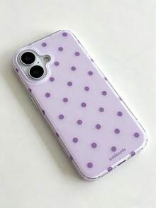 Fashionable Phone Case, Minimalist Cute Design, Black And White Polka Dot Pattern, Suitable For IPhone 11 To 17 Series, Including Pro Max Versions - Mauve Purple - View 1