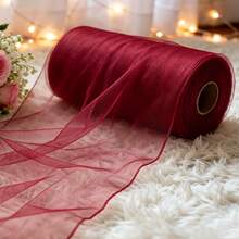 1 Rolle Tüll Hochzeits-Hintergrund, mehrere Längenoptionen, geeignet für DIY Brautparty, Geburtstag, Halloween und Weihnachtsdekoration, perfektes Valentinstag- und Brautgeschenk, Hochzeitsbogen Hängestoff, Veranstaltungsdekoration, minimalistisches Design, hochwertiges handgefertigtes Netzmaterial, geeignet für DIY Tutu, Geschenk-Schleifen, Hochzeitsfeier Dekoration - Rotwein - Übersicht 3