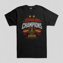 2026 Spain World Cup Champion T-Shirt, Men's And Women's Sizes (FOT-303107) LCRT - Black - View 1
