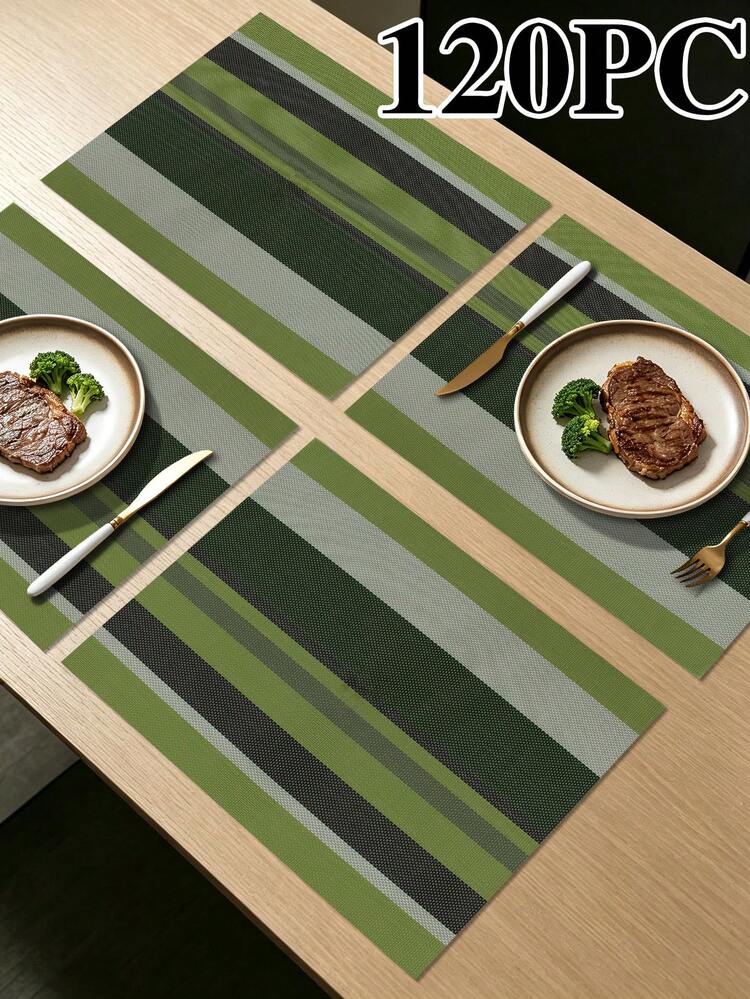 4/120pcs Rectangular PVC Faux Woven Placemats, Washable Western Table Mats, Easy-Clean Tableware Pads, Non-Slip Wear-Resistant Bowl & Plate Mats, High-Aesthetic Table Mats, Suitable For Restaurants, Cafes, Homestays, Fits Holidays, Parties, Gatherings, Birthdays, Weddings, Dinner Parties - Multicolor - View 17