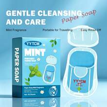 YYTCM Sabun Lembaran Portabel Aroma Mint 50 lembar dengan Kotak Penyimpanan, Kertas Sabun Tangan Mini Sekali Pakai untuk Perjalanan Luar Ruangan dan Berkemah, Mudah Berbusa, Pembersih Lembut - Mint - View 8