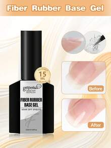 GELPOLISH 15ML Fiber Nail Repair Gel For Broken Nails, Fiber Rubber Base Gel Transparent Nail Repair Gel, Gel Nail Strengthener For Thin Nail Extend Short Nails - Clear - View 3
