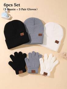 6pcs Kids Knitted Hat And Gloves Set, 3-12 Years Old Boys And Girls, Autumn/Winter Daily Casual Wear, Boys Knitted Hat, Girls Knitted Hat, Boys Gloves, Girls Gloves, Autumn/Winter Warm Set, Can Be Used As Halloween And Christmas Gifts - Knitted Hat + Gloves Combination - View 12