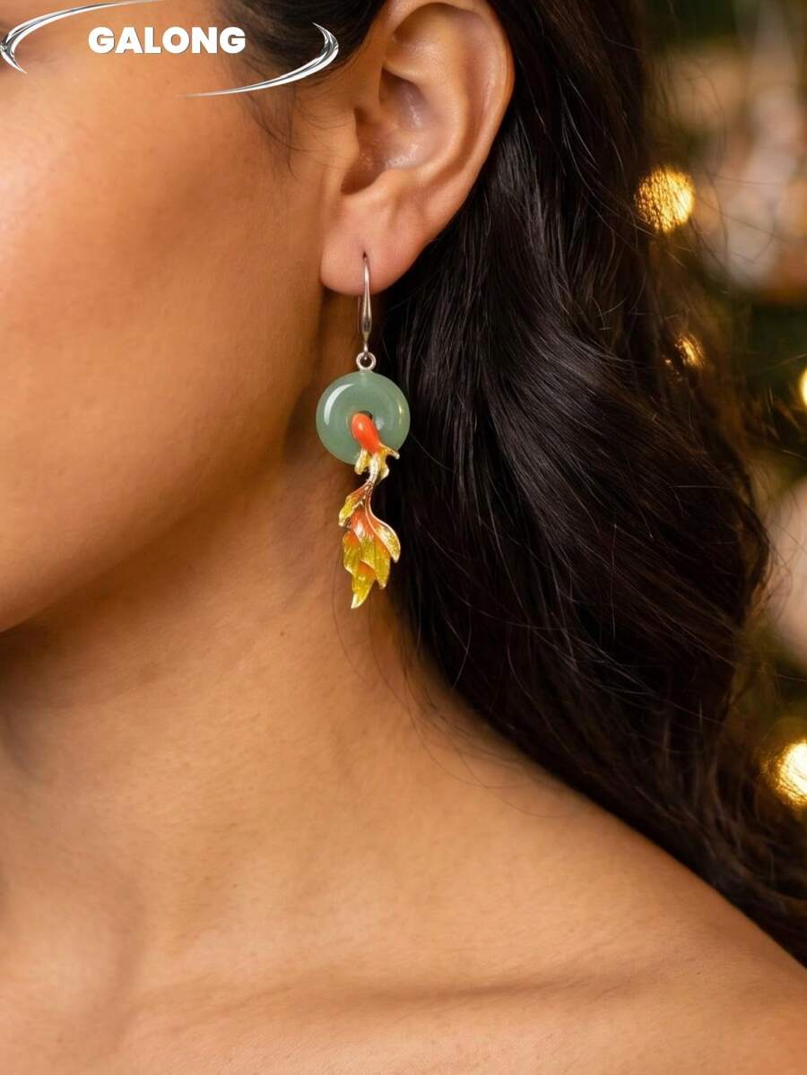 New Year Chinese Style Vintage Oil-Drop Goldfish Earrings For Women, Winter Personalized Tassel Ear Hooks Accessory - New Year Earrings - View 1