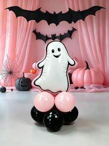 11 buah/Set Kolom Balon Hantu Hitam & Merah Muda Matte, Termasuk Balon Foil Hantu dengan Trim Merah Muda Matte, Dipadukan dengan Alas Balon Lateks Merah Muda Muda Matte & Hitam Matte, Cocok untuk Pesta Bertema Halloween - MultiWarna - View 9