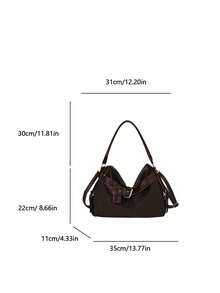 Women's New Vintage Large Capacity Commuter Bag, Versatile Crossbody Shoulder Tote Bag For Work And Outings - Coffee - View 10