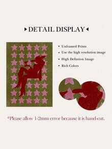 1 Piece Cowgirl Painting Posters Women Print Picture Red Silhouette Art Poster Pink Stars Background Mural Funky Wall Arts Western Wall Print Bar Decor Preppy Dorm Decoration No Frame - Cowgirl - View 11