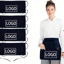 1pc Customized Neutral Polyester Apron With 3 Pockets, Short Waist Server Uniform, Suitable For Kitchen Supplies, Hotel Restaurant Server Waist Apron, Kitchen Cooking Baking Apron, Chef Apron, Kitchen, Bathroom, Home, Household Items - Multicolor - View 5