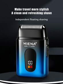 HIENA Multi-Function Electric Shaver, Men's Electric Shaver, Reciprocating Shaver, Perfect For Trimming Hair And Facial Hair. Comes With Brush, High-Quality Gift Choice, Mini Design Convenient For Travel - Blue - View 2