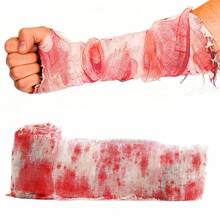 1pc Halloween Cloth Escape Room Party Theme Set Horror Decoration Pendant Dress Up Handprint Gauze Blood Gauze - A - View 3