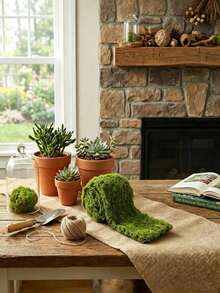 Artificial Moss Mat, Faux Moss Table Runner, Wedding Table Centerpiece Decor, Fairy Garden Handmade, Indoor Green Artificial Grass Wall Decor - Multicolor - View 2