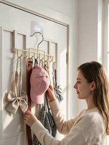 8-Cap Capacity Hat Storage Rack, Multi-Function Hat Hanging Rack, Dorm Closet Storage Hook, Suitable For Hats, Ties, Belts, Scarves, Multi-Function Wall-Mounted Hat Display Rack, Towel Storage Rack, Portable Travel Hook, Suitable For Home, Campus, Hotel - Multicolor - View 4