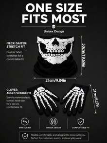 Unisex All-Season Skull Funny Face Mask Balaclava Cycling Mask Neck Gaiter, Suitable For Daily Cycling, Party, Outdoor Travel - Multicolor - View 4