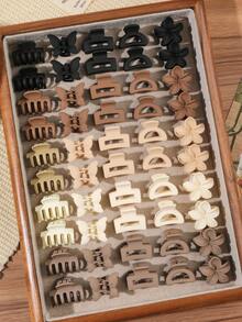 40Pcs Matte Beige Mini Hair Claw Clips, Butterfly Daisy Square Semi-Circle Small Jaw Clips For Women, Earth Tone Hair Accessories For Bangs & Braids - 40-piece Set - Milk Coffee Color Scheme - View 9