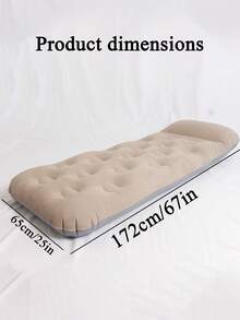 1pc Flocked PVC Inflatable Mattress, Single Size Outdoor Camping Folding Sleeping Pad, Suitable For Office Home Leisure Use - Multicolor - View 7