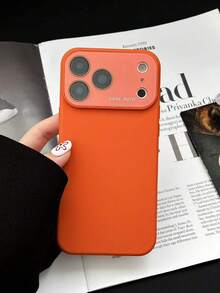 1 buah Casing Ponsel Magnetik Silikon Cair Kompatibel dengan iPhone 16 Pro Max, 17 Jendela Tampilan Besar, Desain Cincin Tipis, Warna Solid, Kompatibel dengan 15/14 - Jeruk - View 2