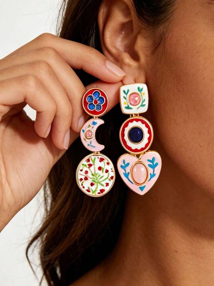 1 Pair Vintage Punk Style Eye Tassel Luxury High-End Earrings, French Chic Shiny Rhinestones Eye Earrings, Suitable For Personalized Fashion Outfit - Gold B - View 11